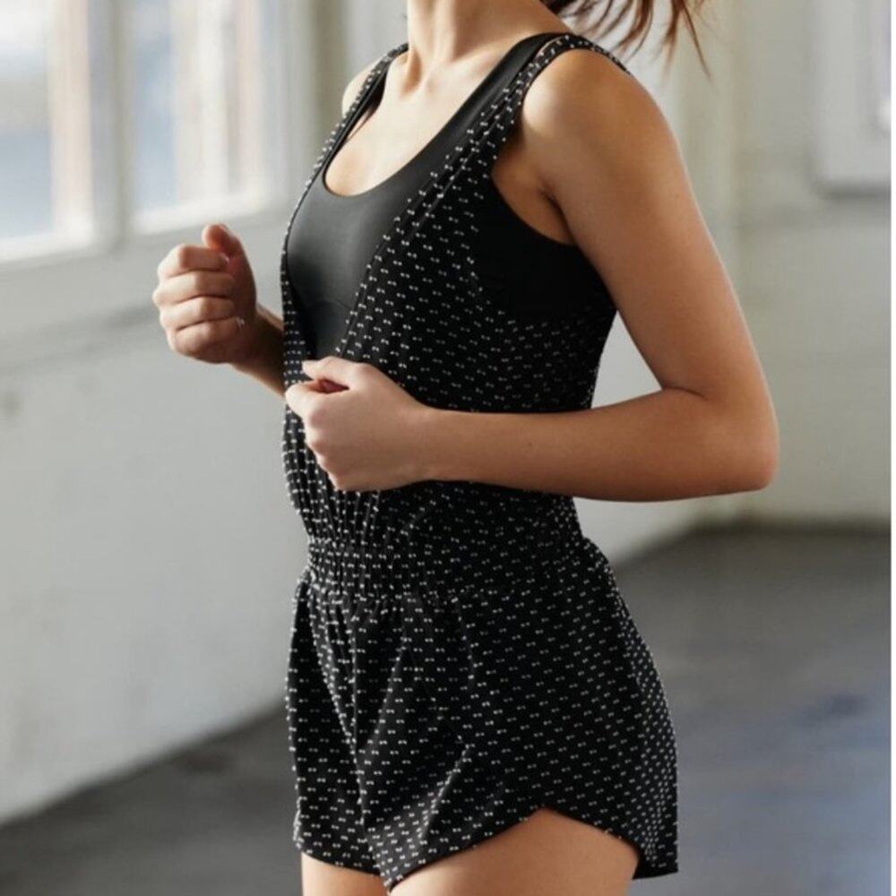 Free People Jog It Off Romper Black Polka Dot Size XS NEW - Picture 4 of 10